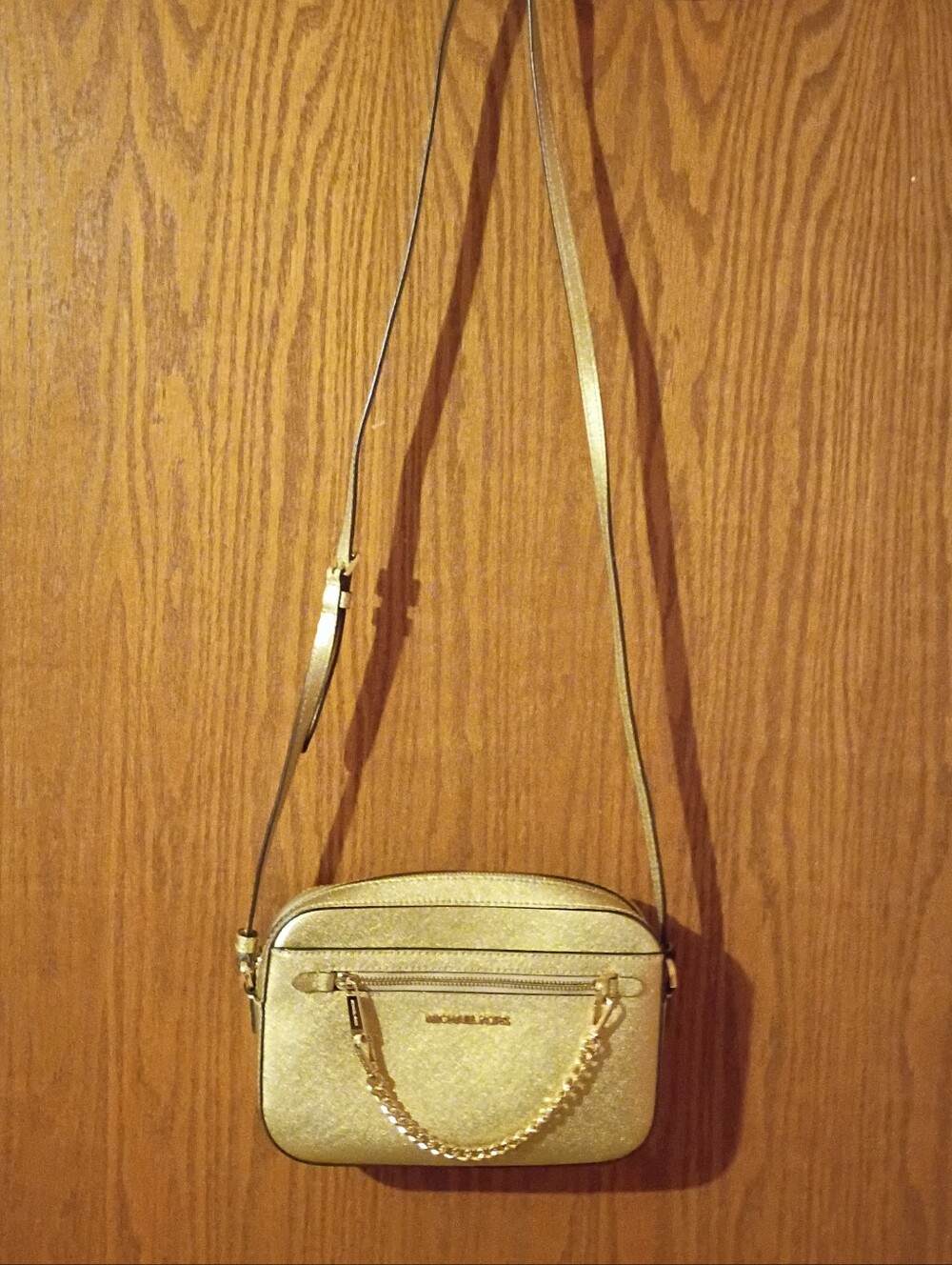 Michael Kors Metallic Gold Crossbody Camera Bag